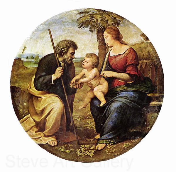 RAFFAELLO Sanzio Hl. Familie unter einer Palme, Tondo